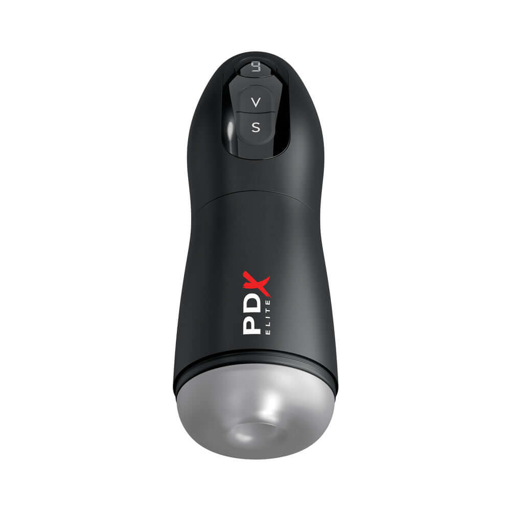 PDX Elite Suck-O-Matic Rechargeable Masturbator with customizable settings for suction and vibration.