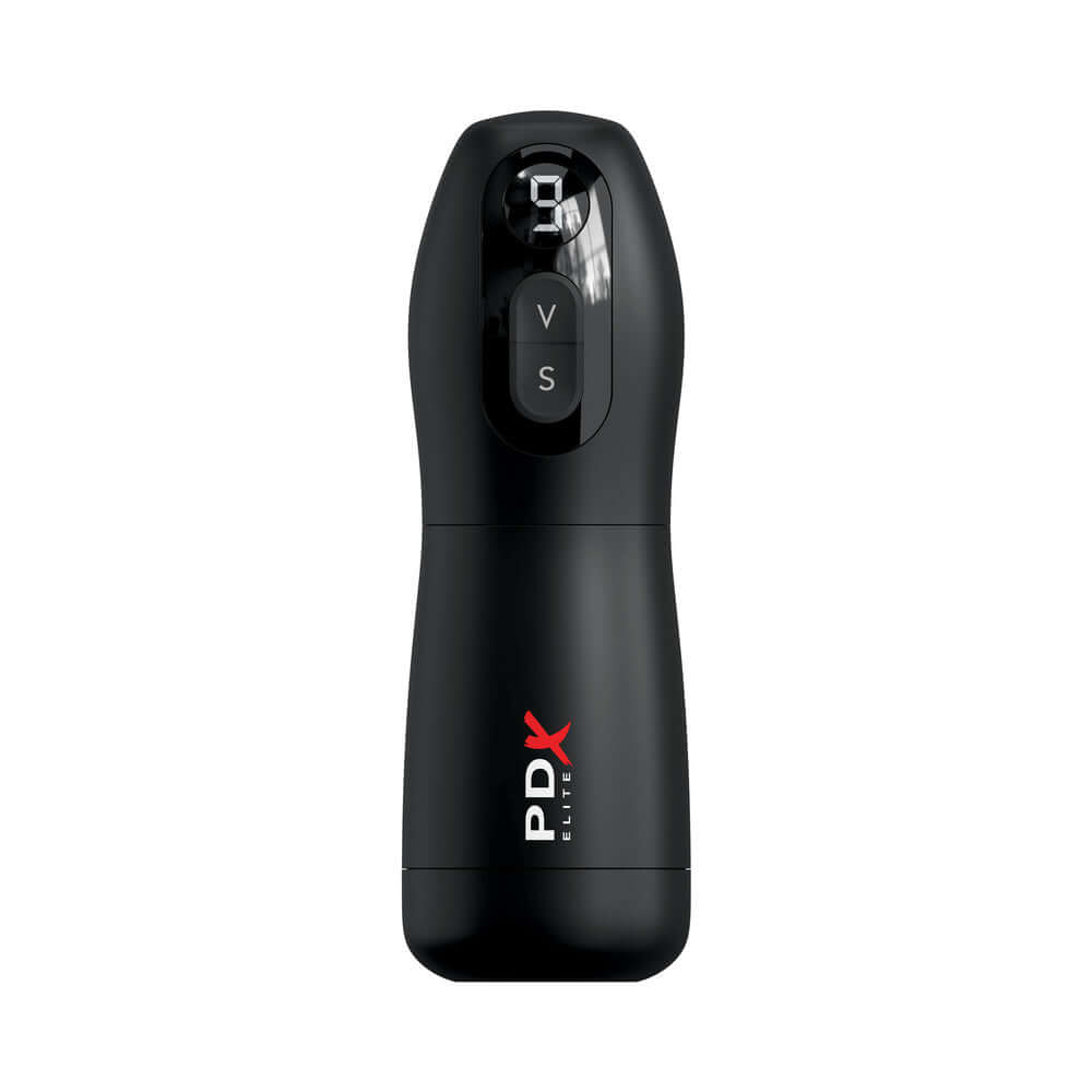 Image of the PDX Elite Suck-O-Matic Rechargeable Masturbator showcasing its sleek design and control buttons.