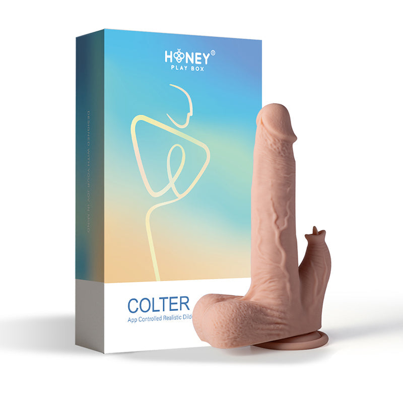 Honey Play Box Colter App Controlled Realistic Thrusting Dildo with Clit Licker 8.5 inches