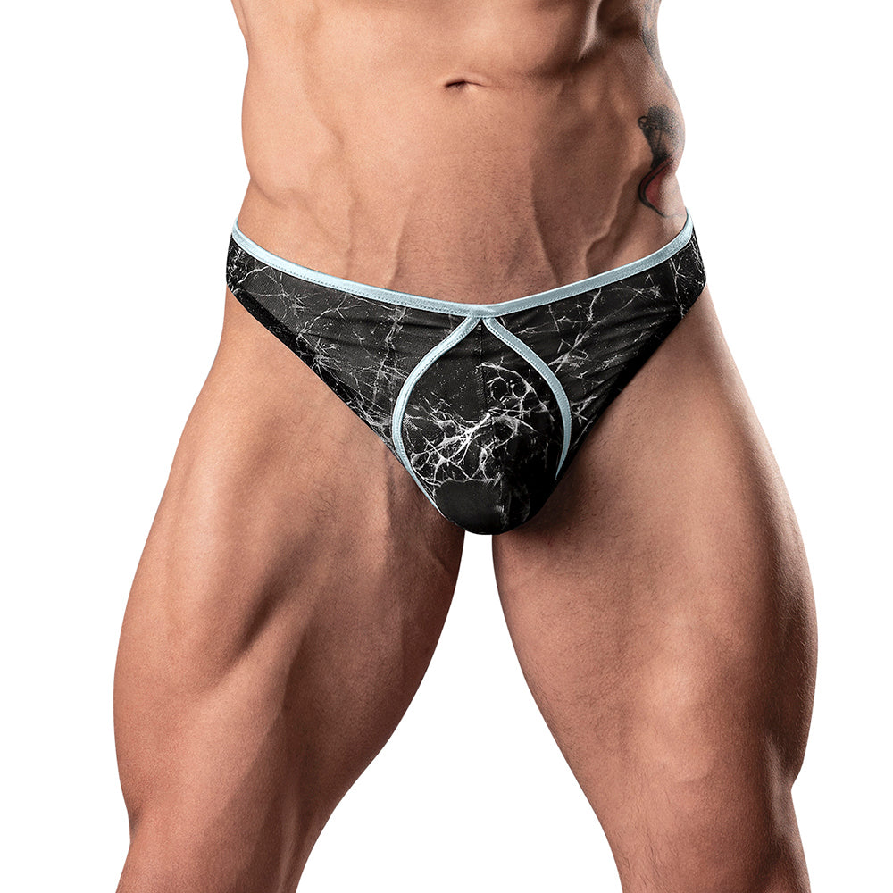 Male Power Marble Mesh Mini Thong Black S/M