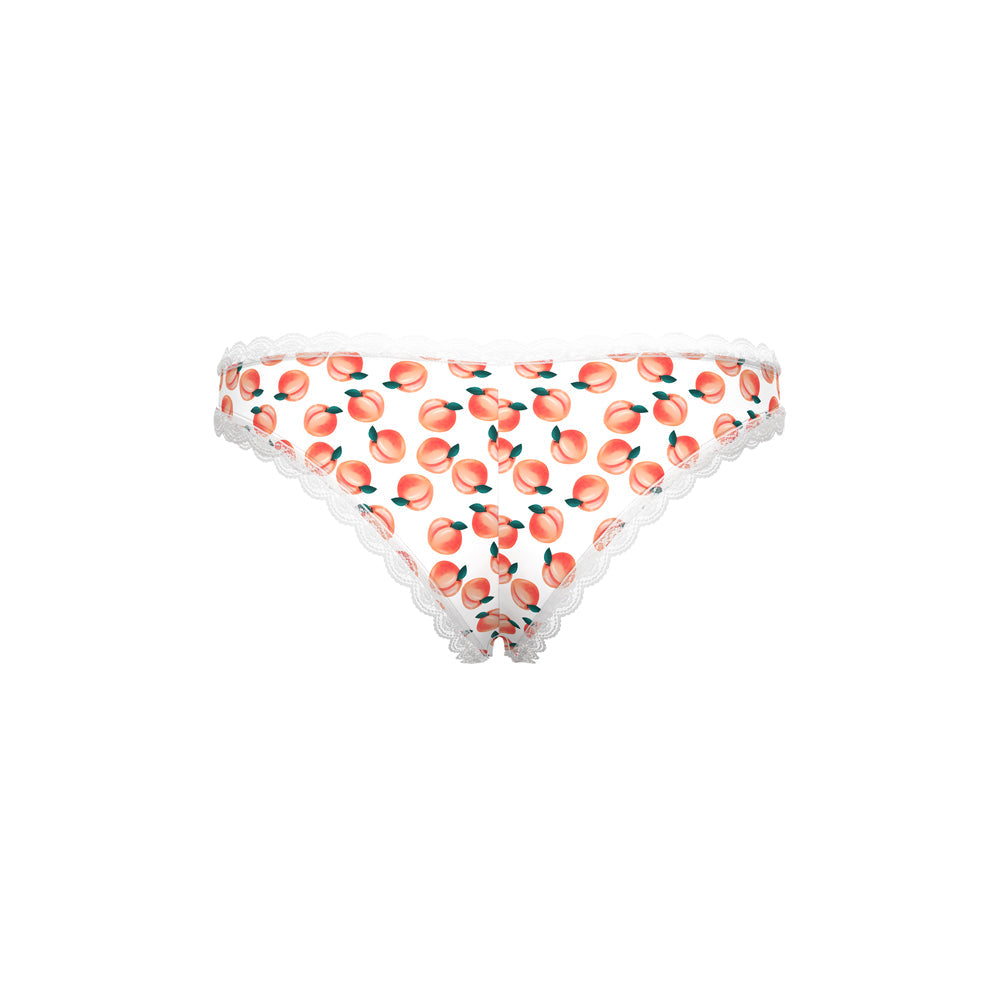 Magic Silk Sweet Treats Crotchless Boy Short with Lube Peach L/XL