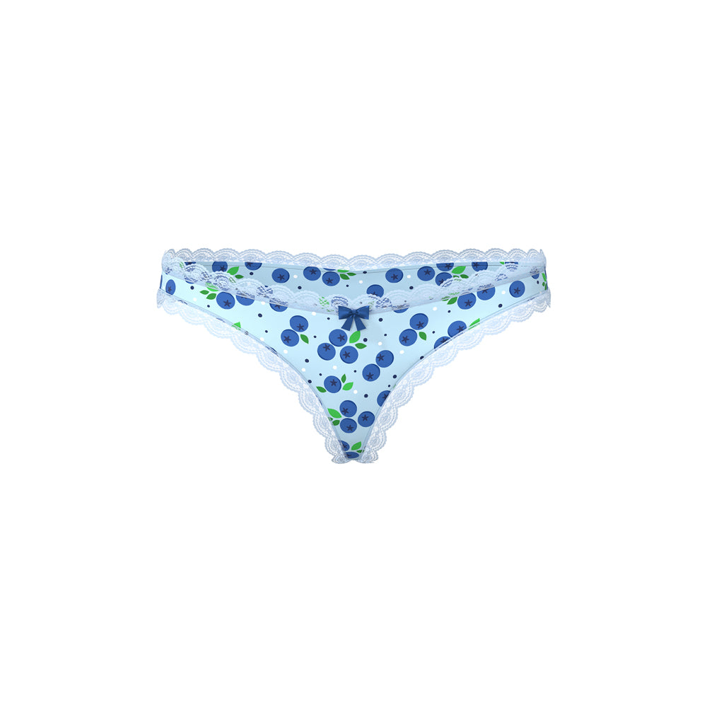 Magic Silk Sweet Treats Crotchless Thong with Lube Blueberry Queen Size