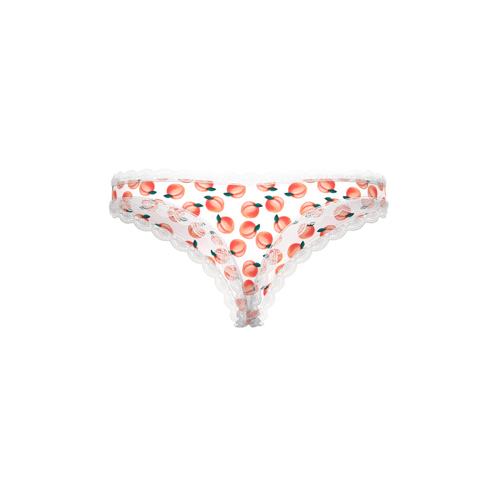Magic Silk Sweet Treats Crotchless Thong with Lube Peach S/M