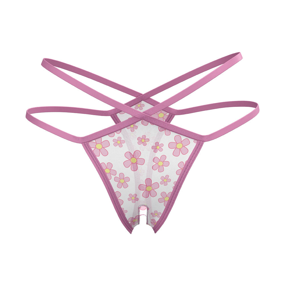 Magic Silk Daisy Split Crotch Thong Daisy Print Queen Size