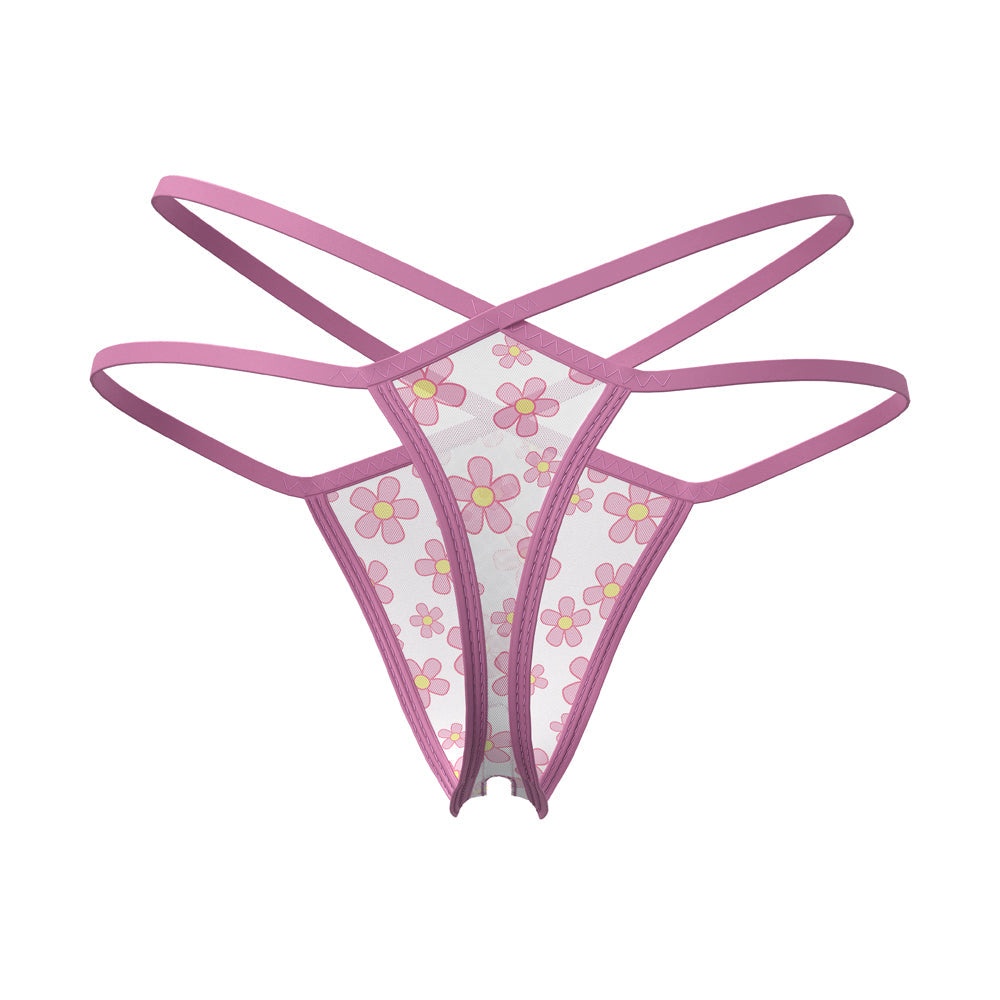 Magic Silk Daisy Split Crotch Thong Daisy Print Queen Size
