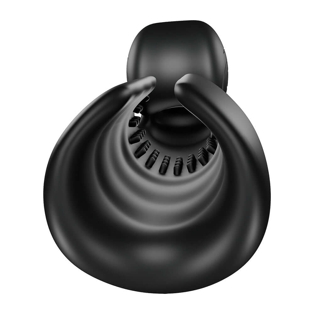 Snail Vibe SVibe Evo Rechargeable Masturbator Black, showing its ergonomic design and dual-motor stimulation features.