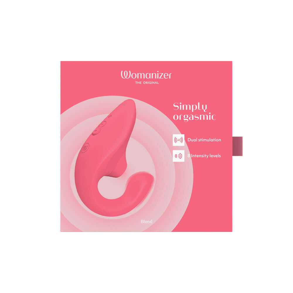 Womanizer Blend Rechargeable Silicone Vibrator with Clitoral Stimulator - Vibrant Rose
