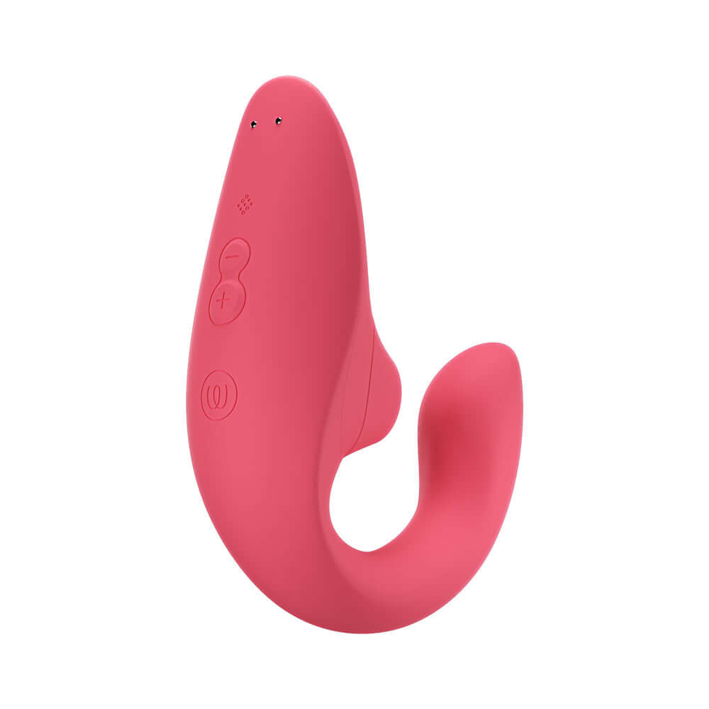 Womanizer Blend Rechargeable Silicone Vibrator with Clitoral Stimulator - Vibrant Rose
