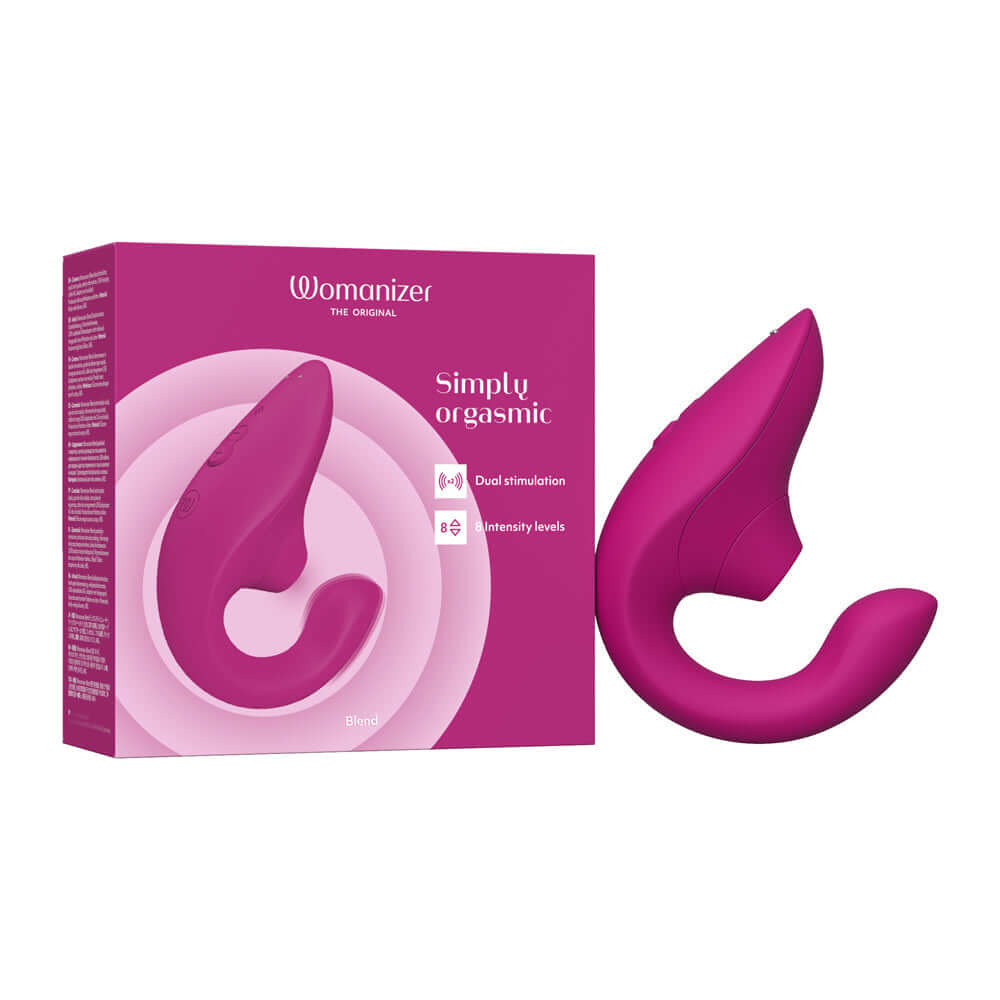 Womanizer Blend Rechargeable Silicone Vibrator with Clitoral Stimulator - Vibrant Pink