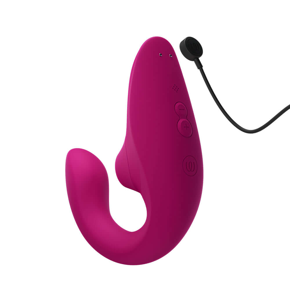 Womanizer Blend Rechargeable Silicone Vibrator with Clitoral Stimulator - Vibrant Pink