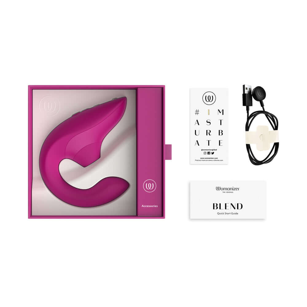Womanizer Blend Rechargeable Silicone Vibrator with Clitoral Stimulator - Vibrant Pink