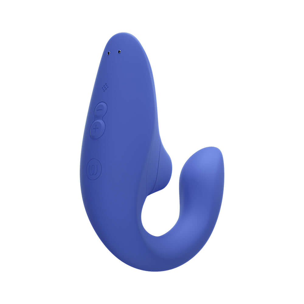 Womanizer Blend Rechargeable Silicone Vibrator with Clitoral Stimulator - Vibrant Blue