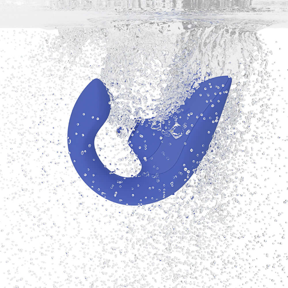 Womanizer Blend Rechargeable Silicone Vibrator with Clitoral Stimulator - Vibrant Blue