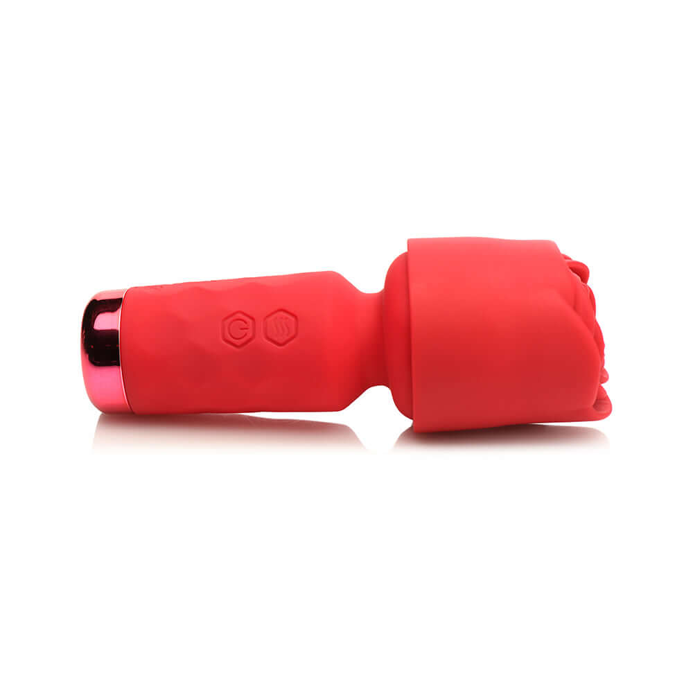 Bloomgasm Pleasure Rose Petite Mini Silicone Rose Wand in vibrant red color, designed for discreet pleasure and powerful vibrations.