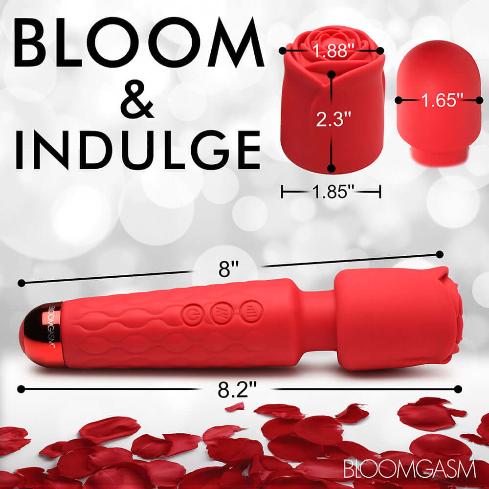 Bloomgasm Pleasure Rose 10X Silicone Wand with Rose Attachment