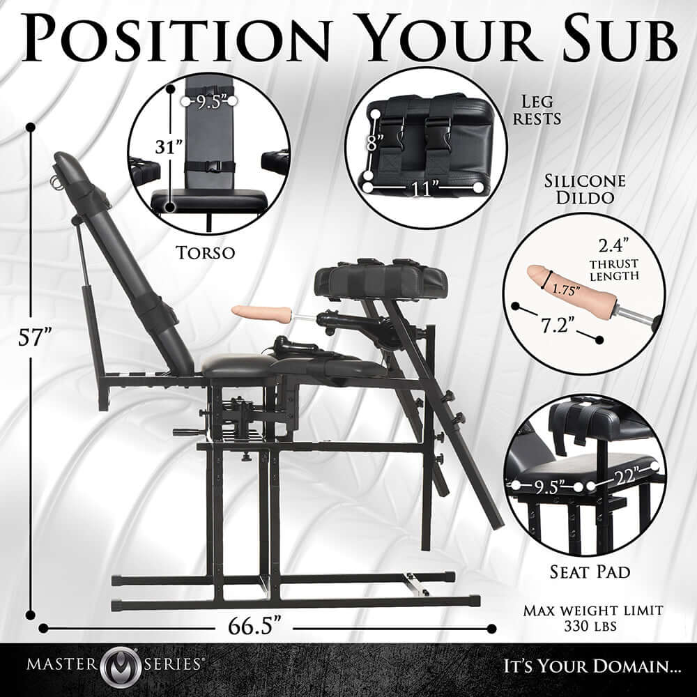 Master Series Leg Spreader Obedience Chair with Sex Machine
