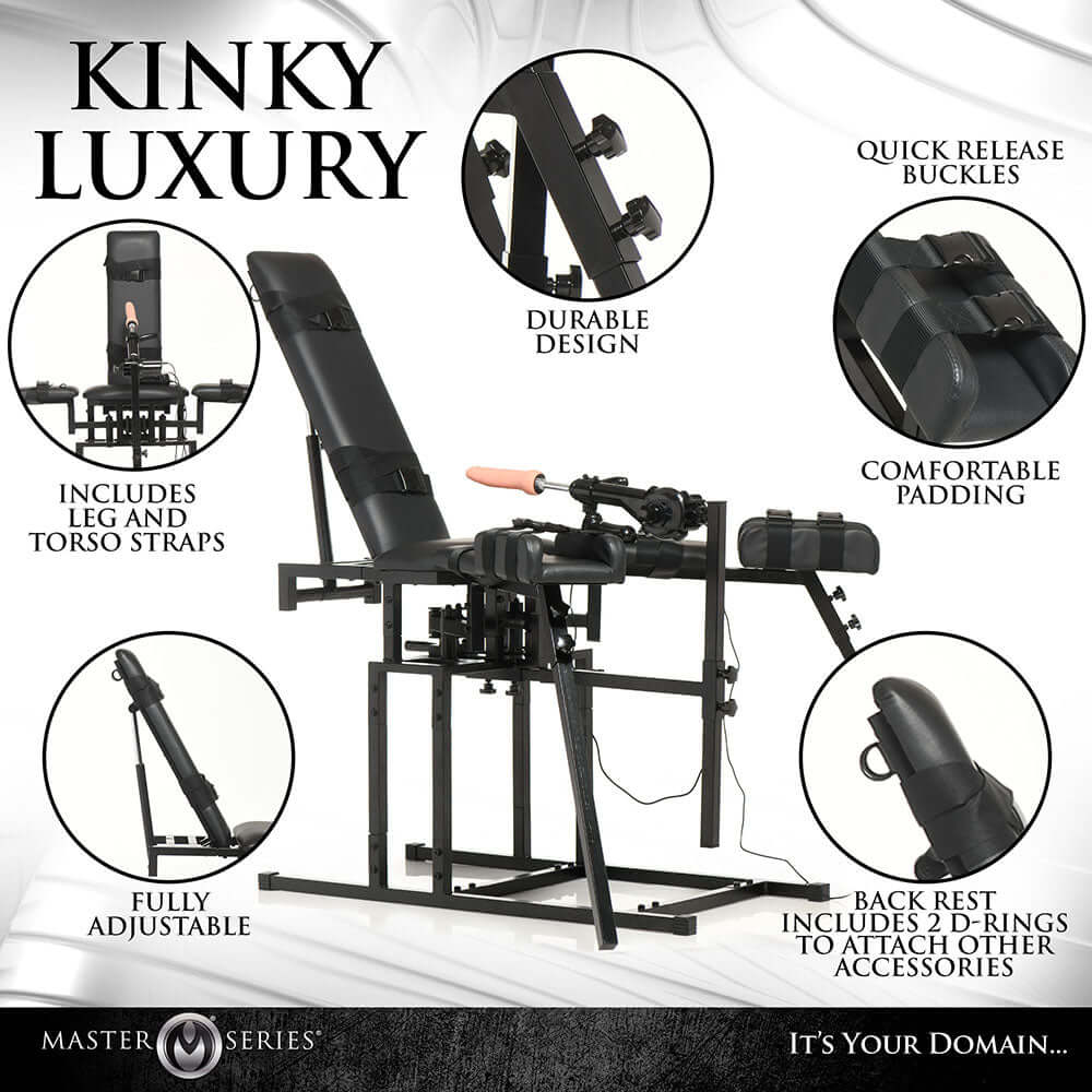Master Series Leg Spreader Obedience Chair with Sex Machine