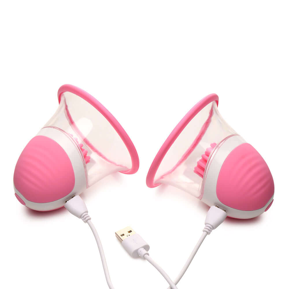 Size Matters 10X Rotating Silicone Nipple Suckers with 4 Attachments Pink