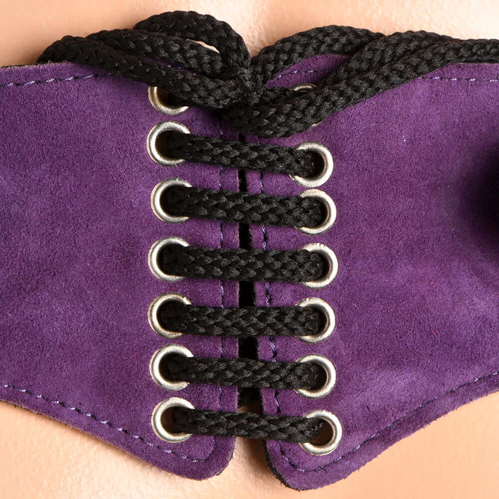 Strap U Bodice Deluxe Leather Corset Harness Purple