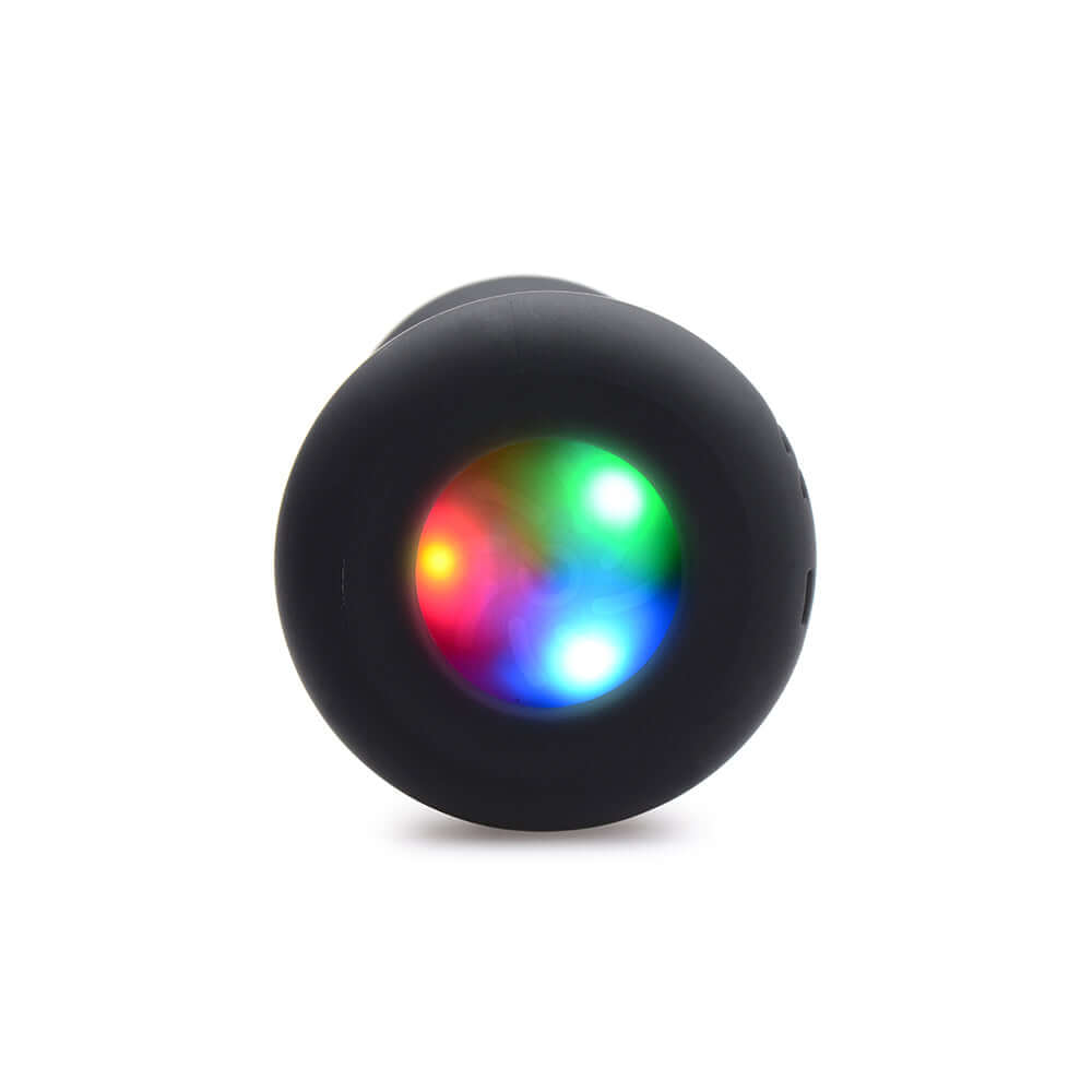 Booty Sparks Silicone Light Up Anal Plug S displaying colorful LED lights in a playful and vibrant design.