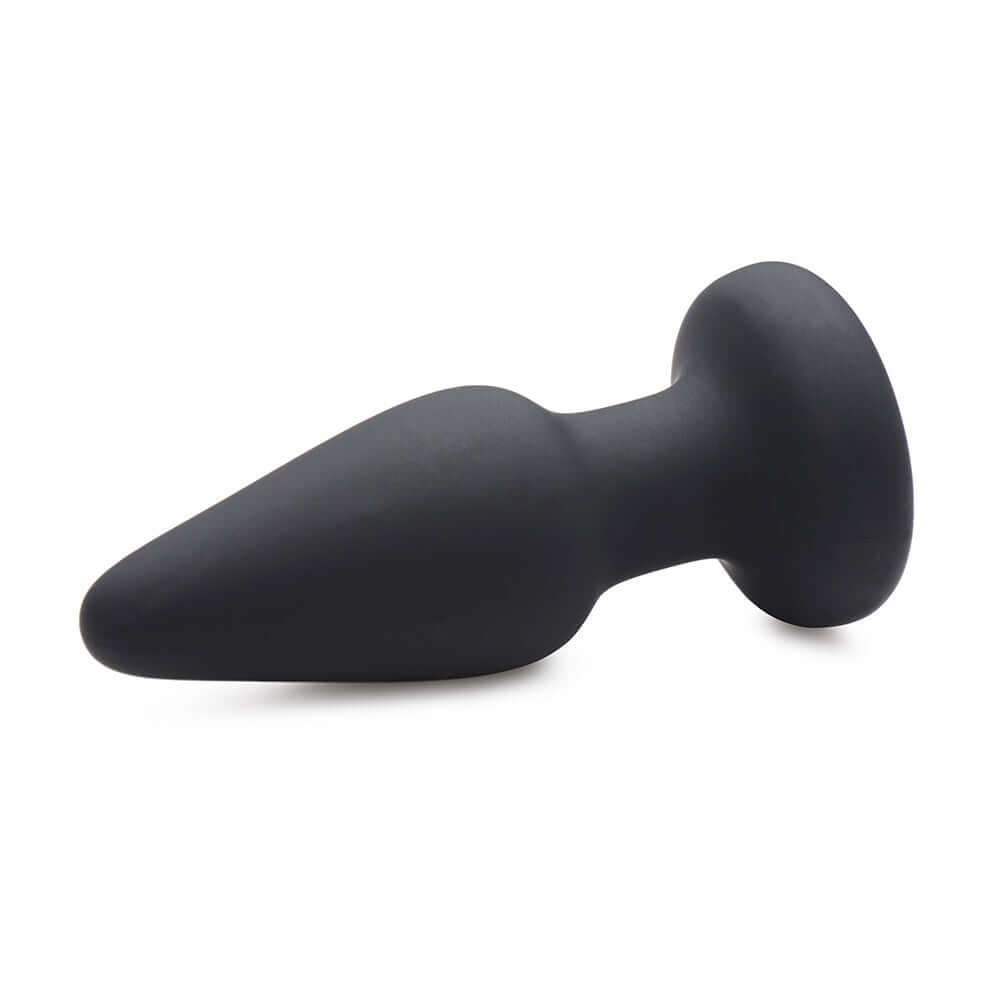 Booty Sparks Silicone Light Up Anal Plug S on a white background, showcasing its sleek, black design for enhanced pleasure.