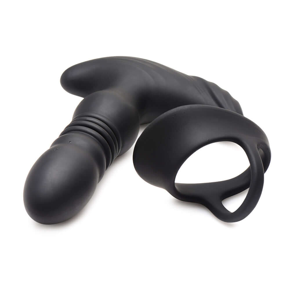 Thunderplugs 10X Thrusting Silicone Vibrator with Cock & Ball Strap & Remote