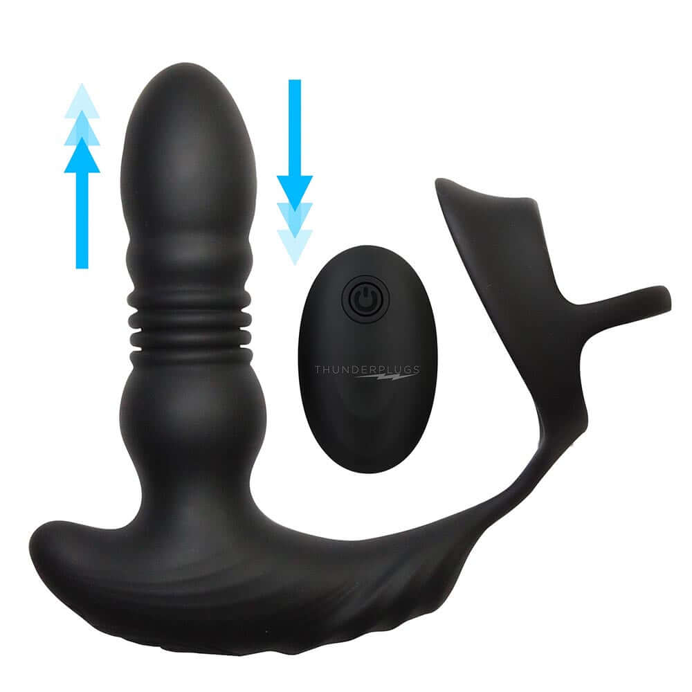 Thunderplugs 10X Thrusting Silicone Vibrator with Cock & Ball Strap & Remote