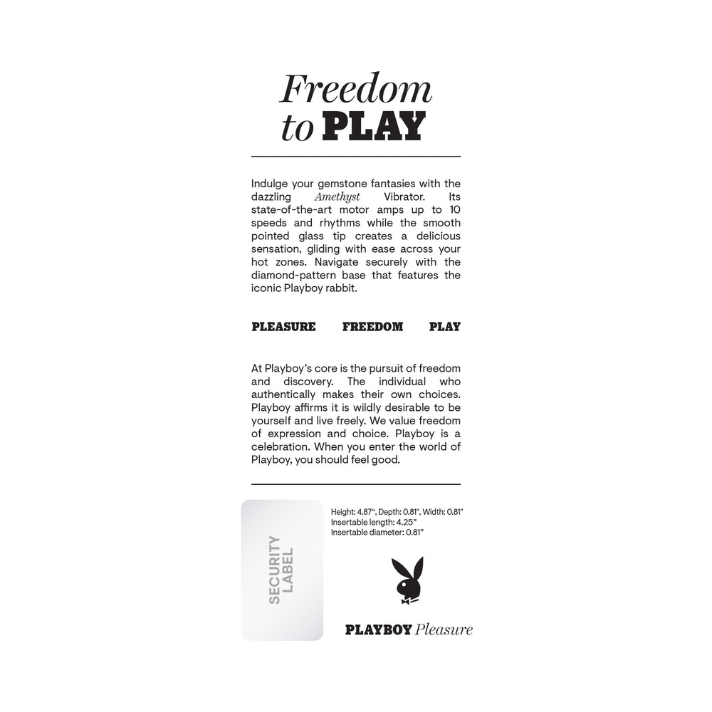 Playboy Amethyst Rechargeble Vibrating Glass Vibe Purple