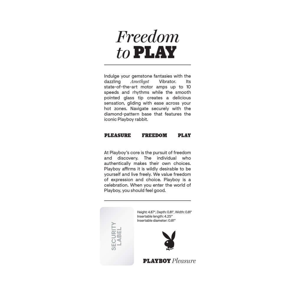 Playboy Amethyst Rechargeble Vibrating Glass Vibe Purple