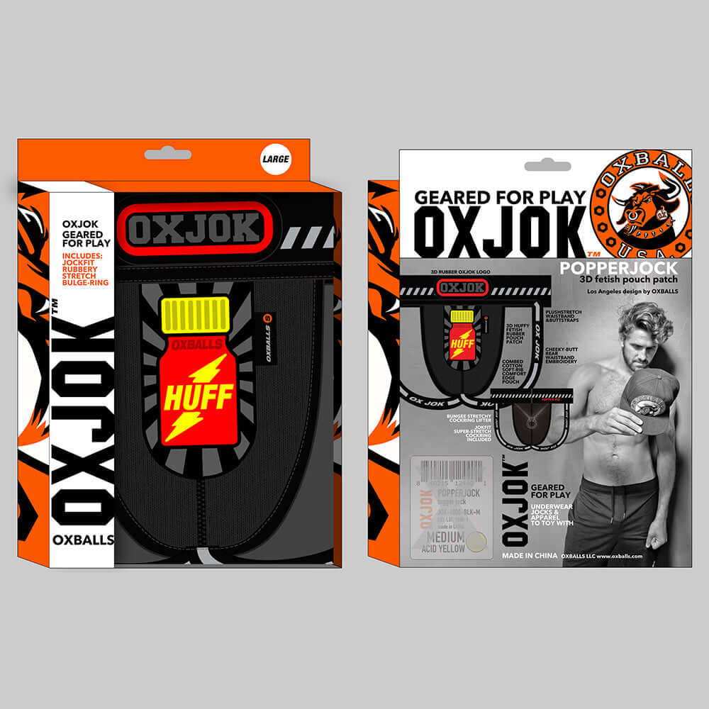 Oxballs Oxjok Popperjock 3D Rubber Huffer Jock Black/Red 2XL