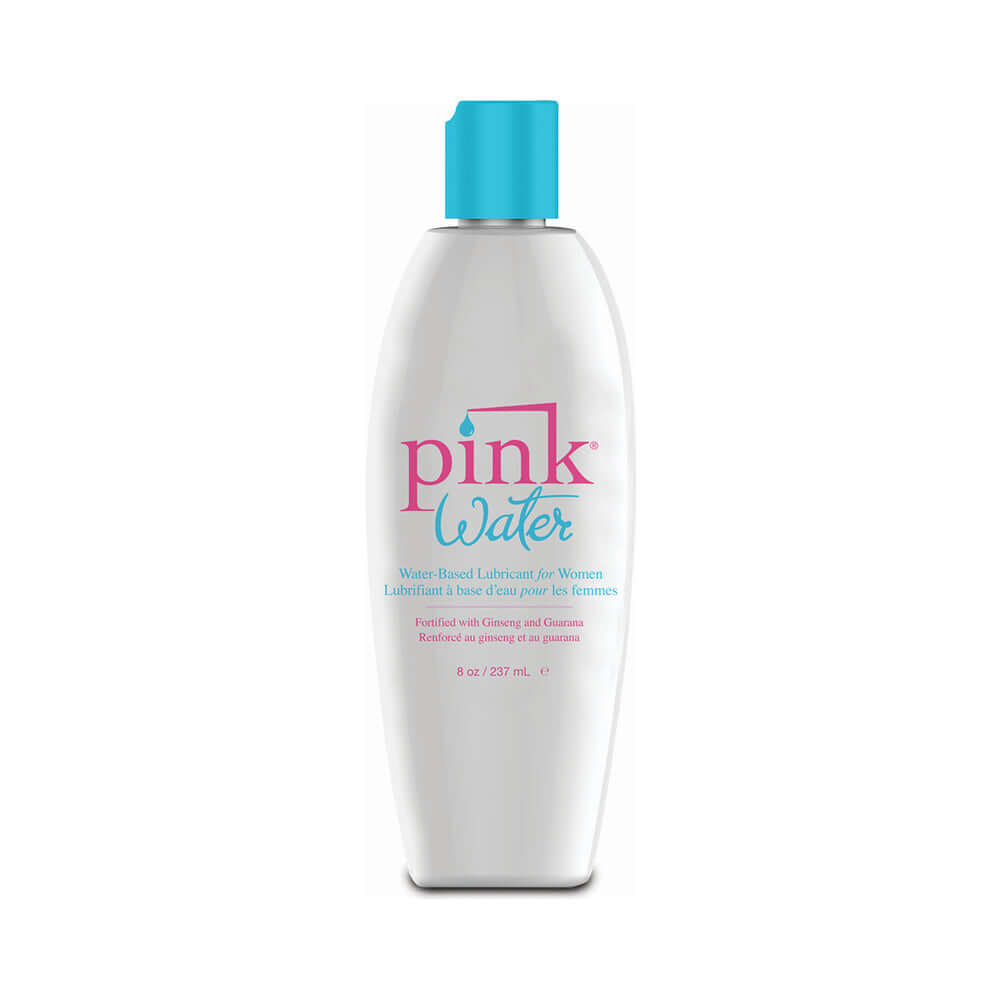Pink Water Water Based Lubricant 8 Oz bottle with aloe vera and ginseng for enhanced pleasure and comfort.