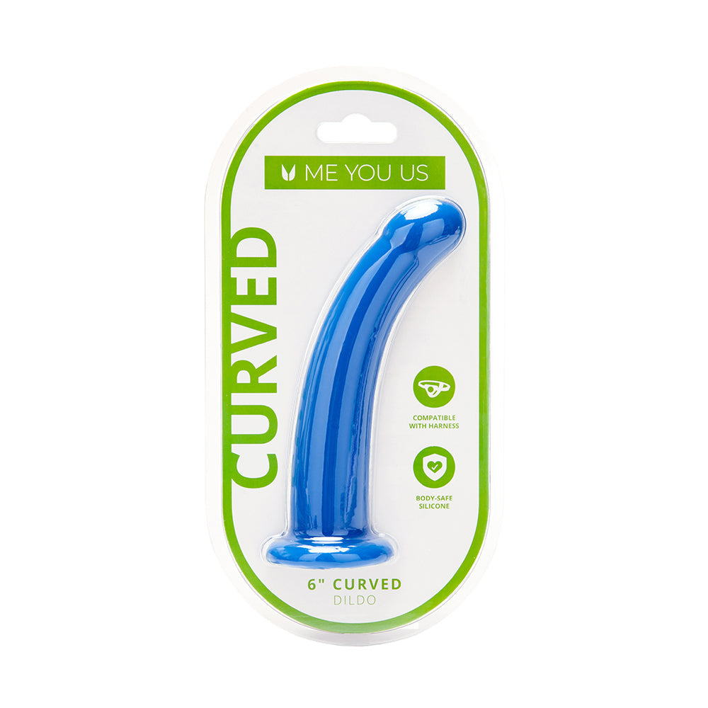 Me You Us 6 inch Curved Silicone Dildo Blue