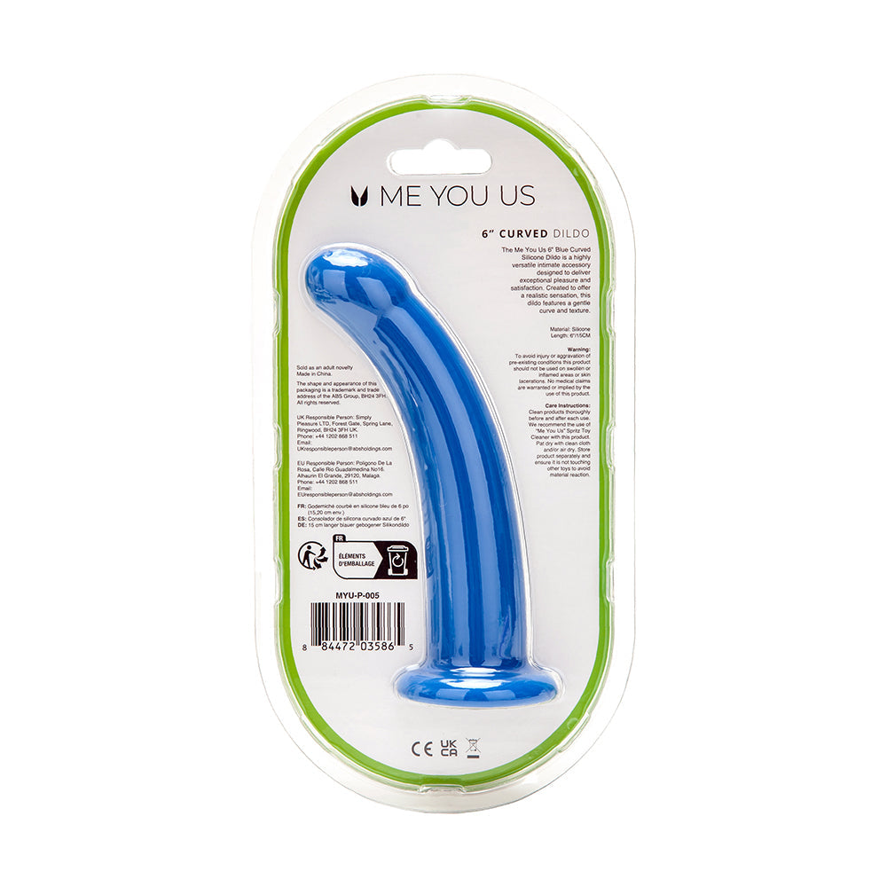 Me You Us 6 inch Curved Silicone Dildo Blue