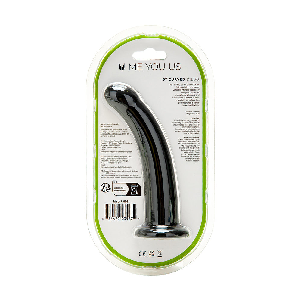 Me You Us 6 inch Curved Silicone Dildo Black
