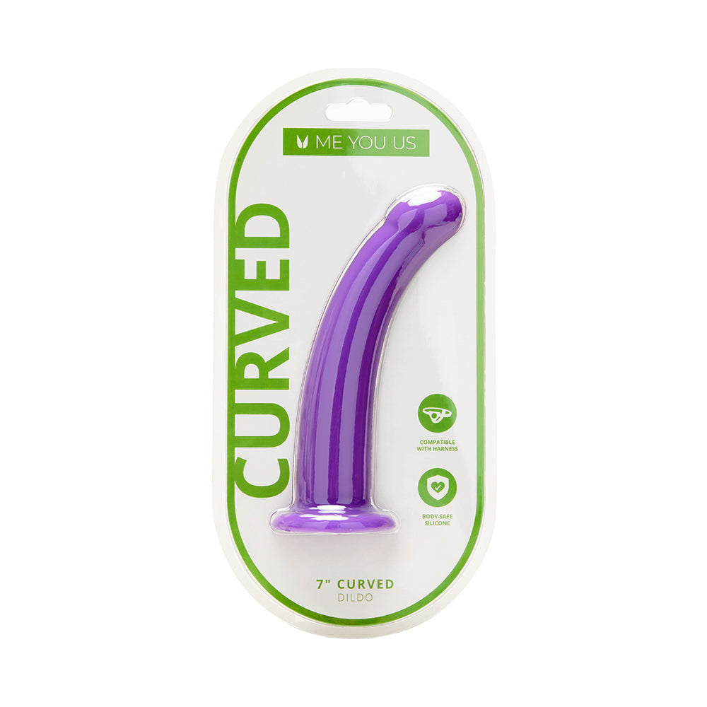 Me You Us 7 inch Curved Silicone Dildo Purple