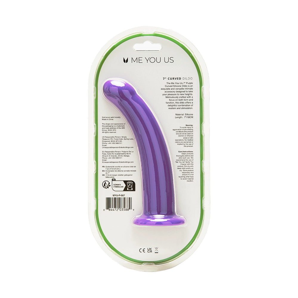 Me You Us 7 inch Curved Silicone Dildo Purple