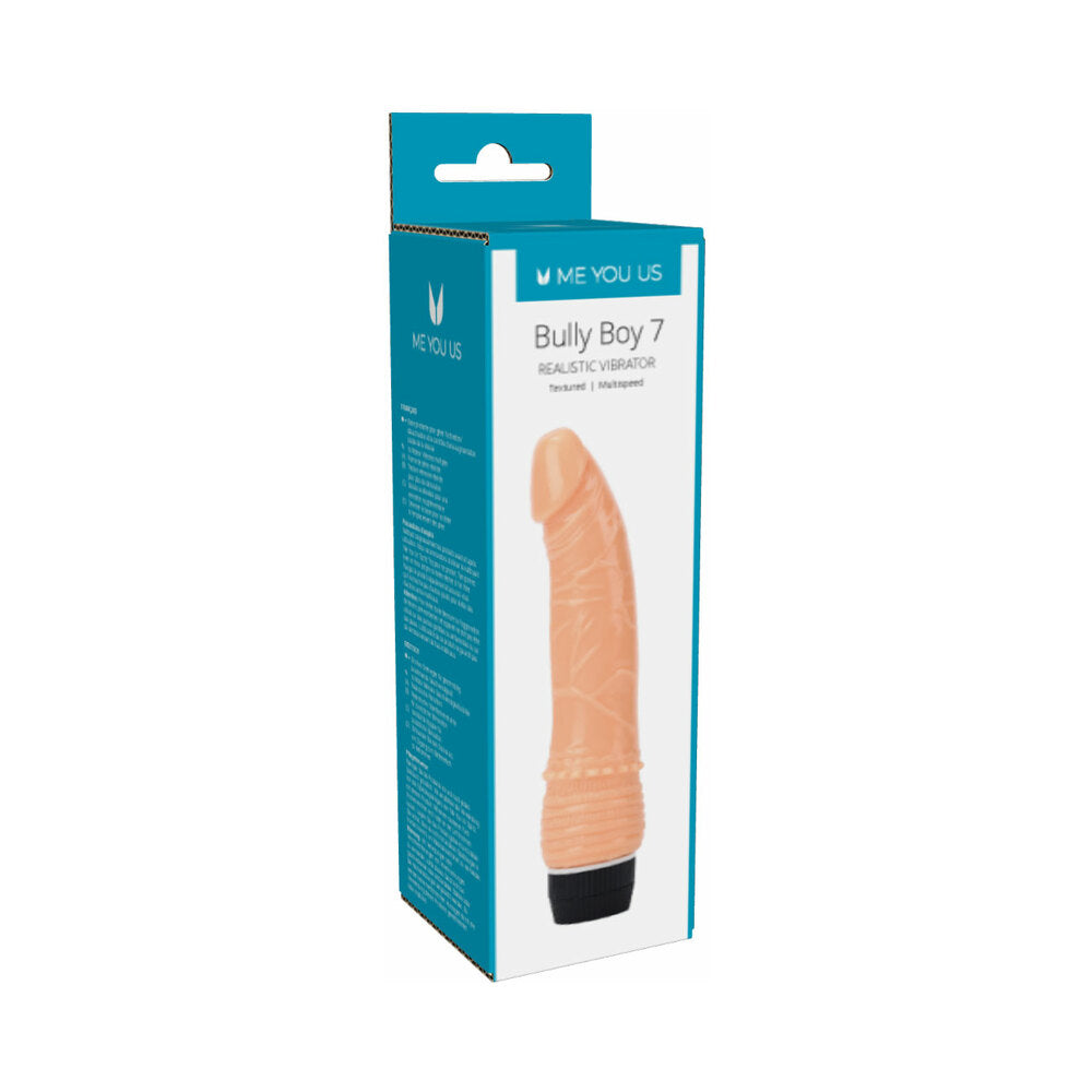 Me You Us Bully Boy 7 Realistic Vibrator packaging showcasing its lifelike design and features.