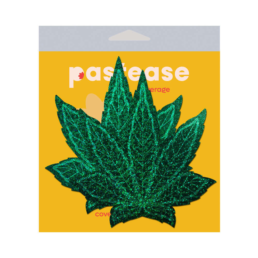 Pastease Pot Leaf Glitter Green Full Breast Covers Support Tape