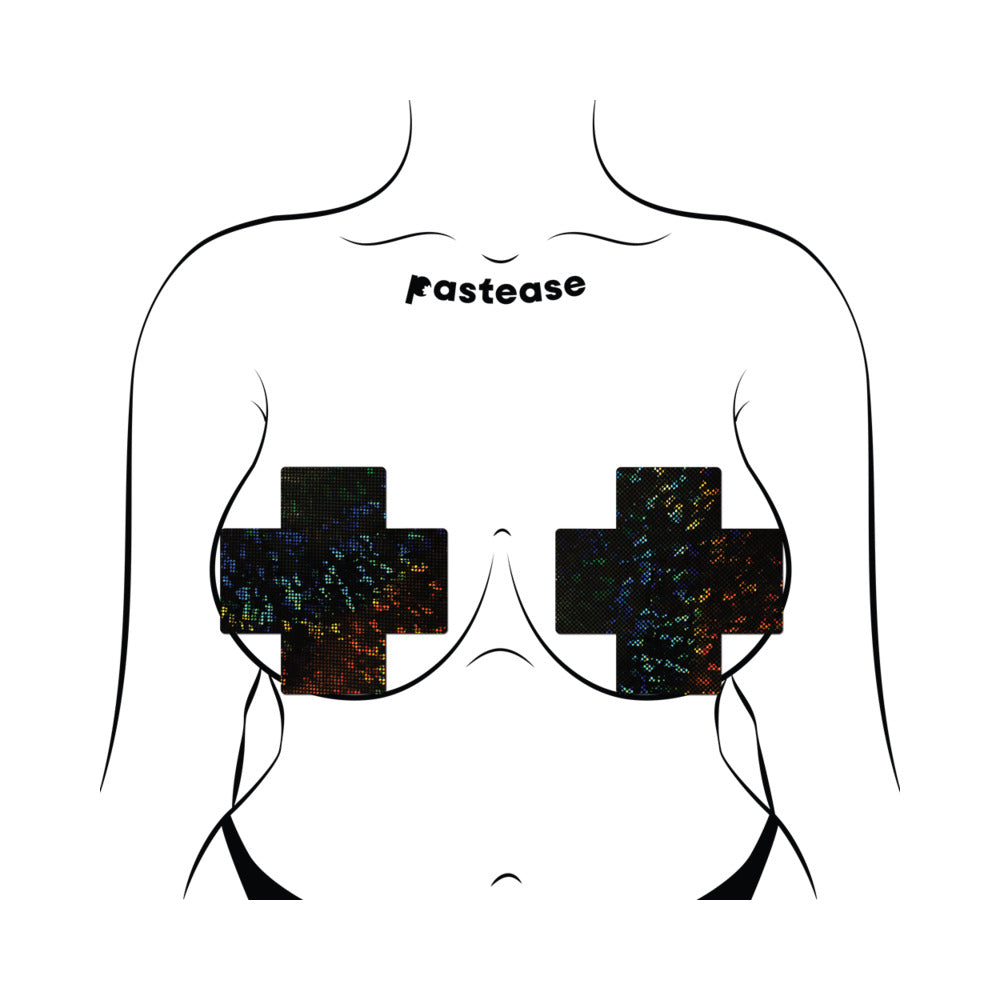 Pastease Plus X Black Disco Ball Full Breast Covers Support Tape