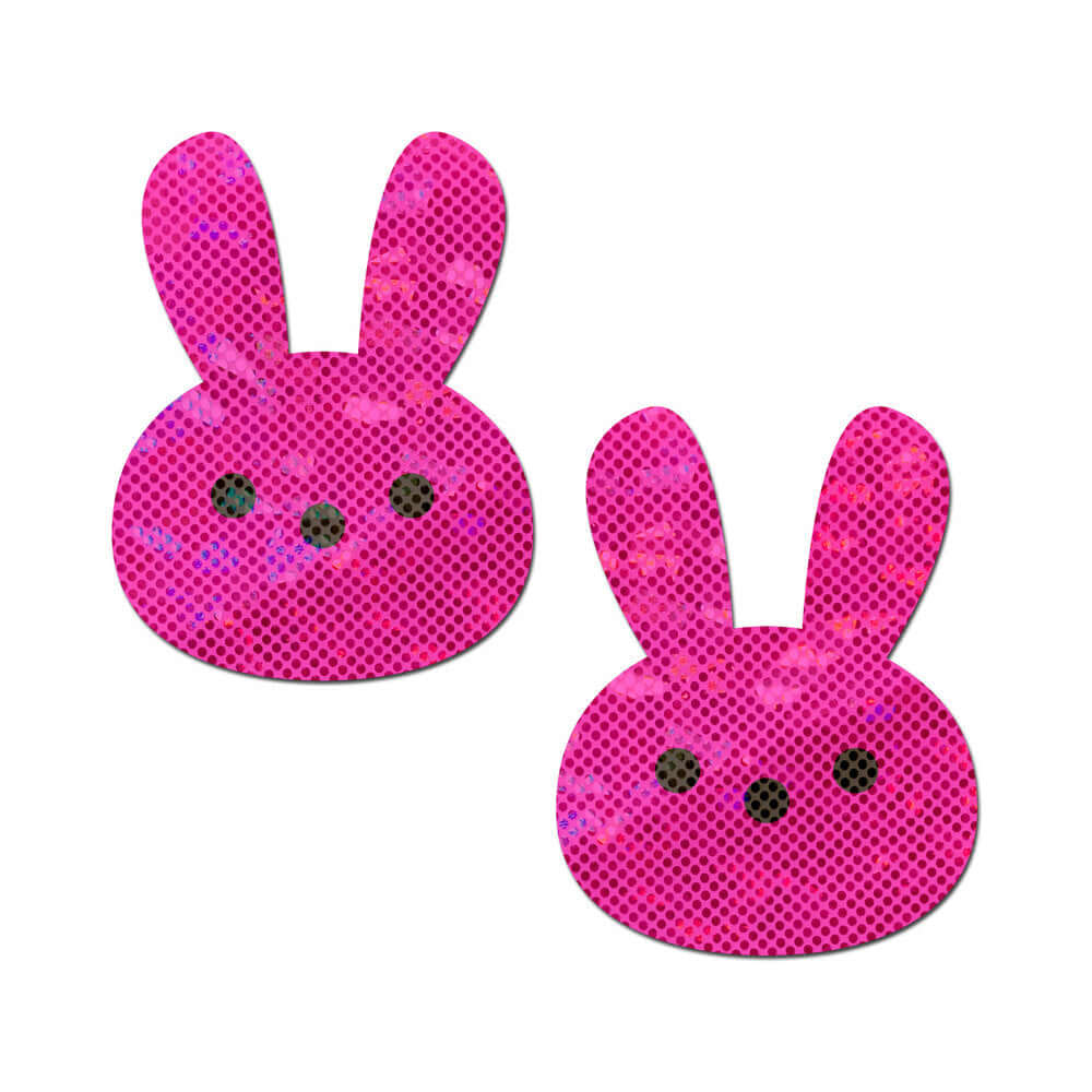 Pastease Glittery Pink Marshmallow Easter Bunny Nipple Pasties in a playful, sparkly design.