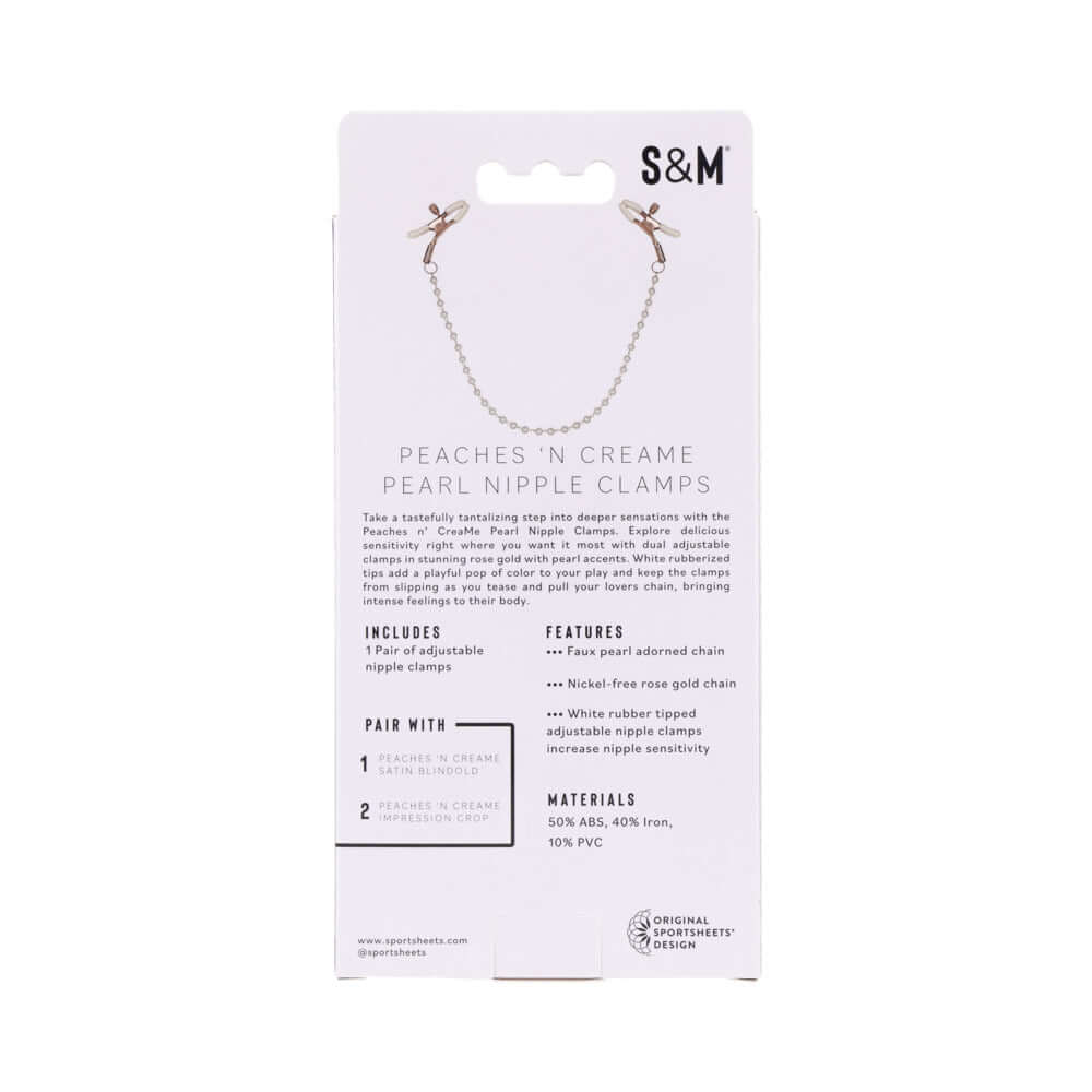 Sportsheets Sex & Mischief Peaches 'n CreaMe Pearl Nipple Clamps