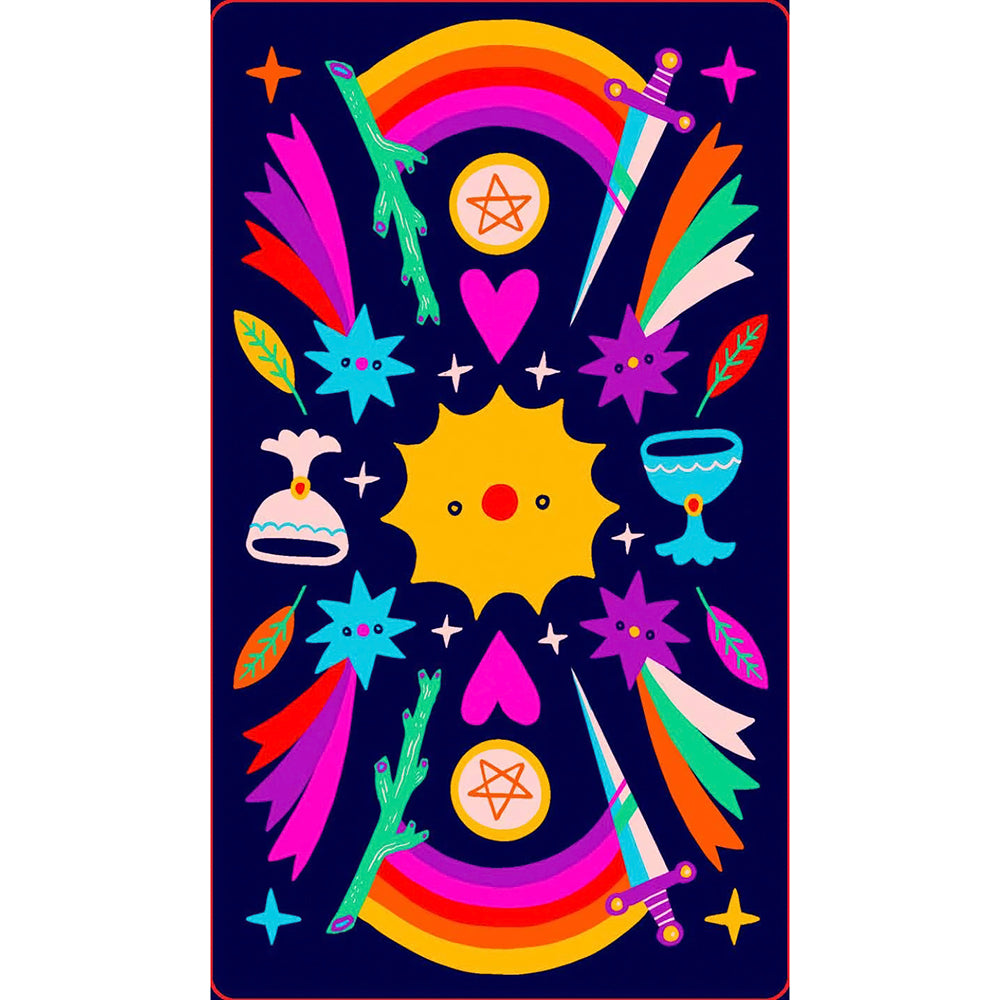 Rainbow Tarot 78 Cards & Guidebook featuring vibrant colors and symbol-rich design for self-discovery.
