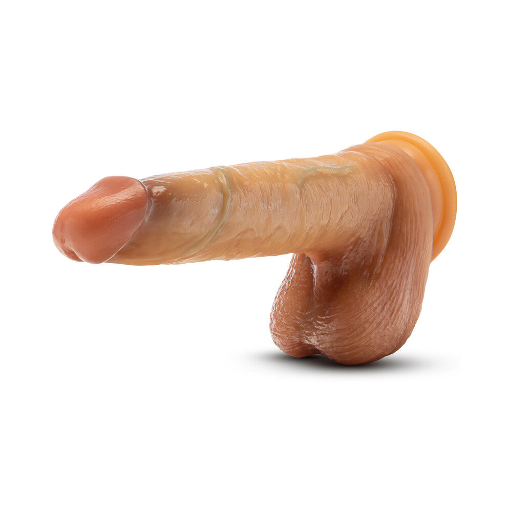 Renaissance DaVinci Sliding Foreskin Dildo with Squeezable Balls 8 inches Tan