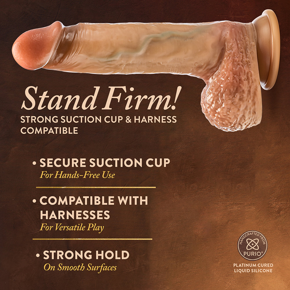 Renaissance Raphael Sliding Foreskin Dildo with Squeezable Balls 9.5 inches Tan