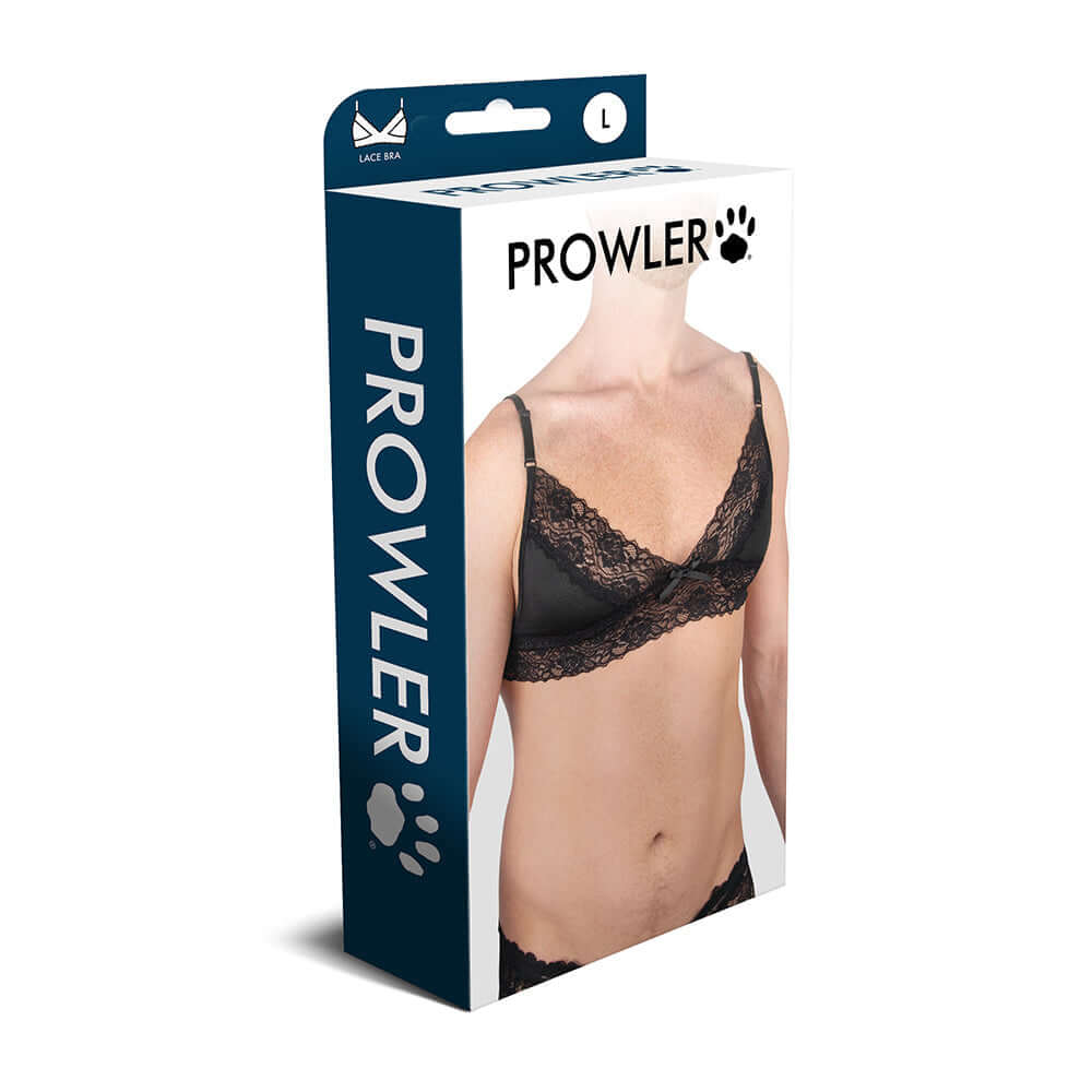 Prowler Lace Bra Black L packaging showcasing elegant lace design and comfortable fit for everyday wear.