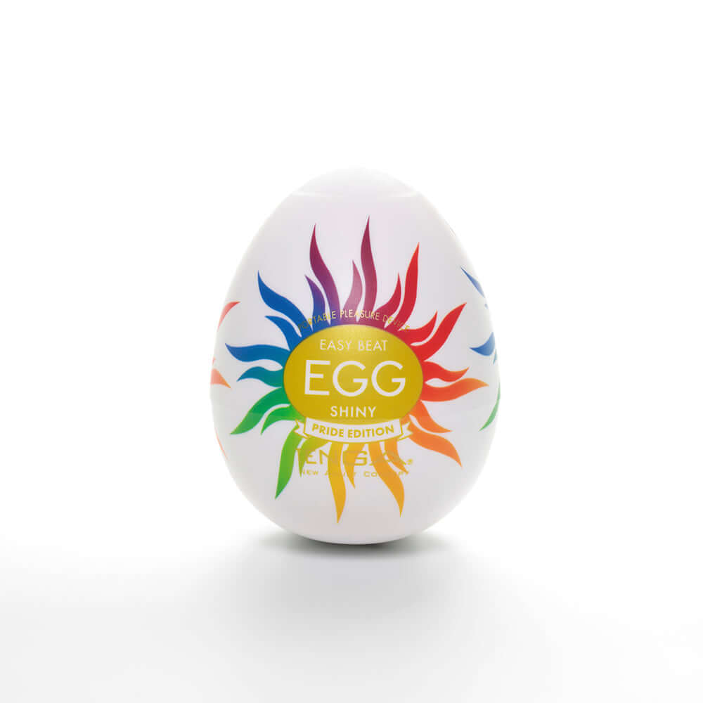 Tenga Egg Shiny II Pride Edition with vibrant sunburst design celebrating pleasure and pride