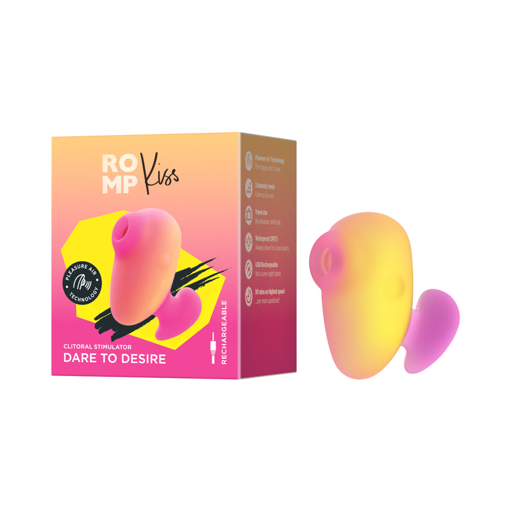 Romp Kiss Rechargeable Silicone Clitoral Stimulator - Yellow/Pink