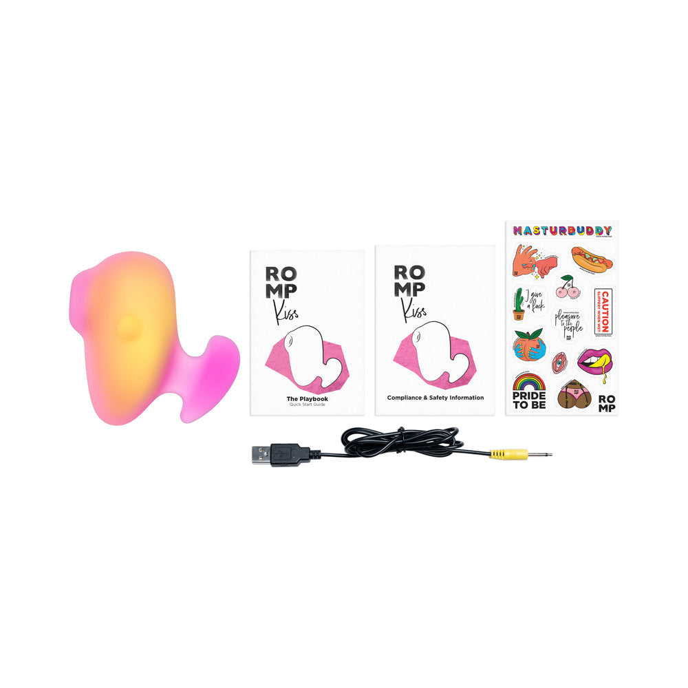 Romp Kiss Rechargeable Silicone Clitoral Stimulator - Yellow/Pink