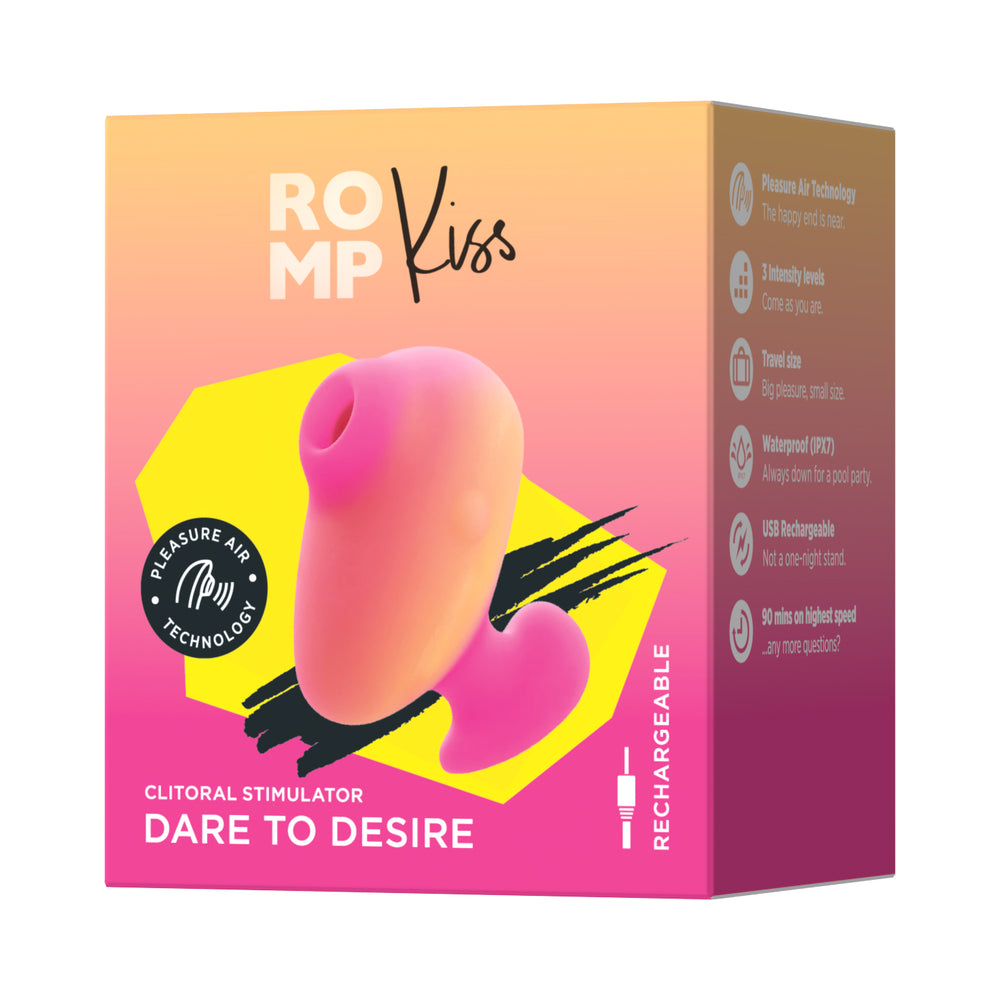Romp Kiss Rechargeable Silicone Clitoral Stimulator - Yellow/Pink