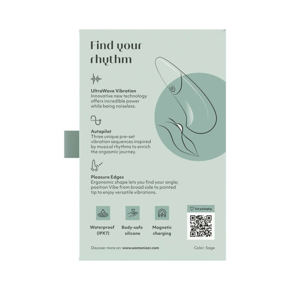 Womanizer Vibe Rechargeable Silicone Clitoral Vibrator - Sage